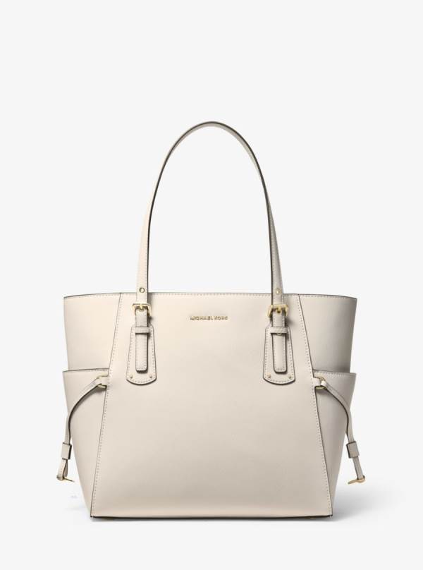 Damske Prenosná Taška Michael Kors Voyager Small Crossgrain Leather Platina - Kabelky Michael Kors Sleva | ZSAJT-0376